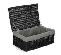 Red Hamper Eh073Gry 46Cm Empty Black Willow Picnic Basket With Grey Lining