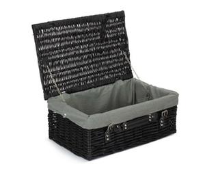 Red Hamper Eh073Gry 46Cm Empty Black Willow Picnic Basket With Grey Lining
