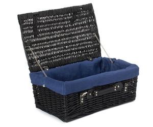 Red Hamper Eh073N Wicker 45Cm Black Picnic Basket With Blue Lining