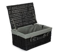 Red Hamper Eh074Gry 51Cm Empty Black Willow Picnic Basket With Grey Lining