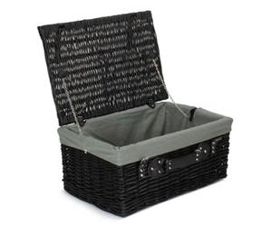 Red Hamper Eh074Gry 51Cm Empty Black Willow Picnic Basket With Grey Lining