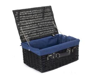 Red Hamper Eh074N Blue Lining 51Cm Black Wicker Picnic Basket