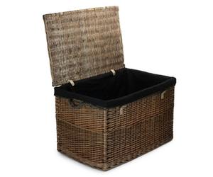 Red Hamper Eh090B Wicker Large Antique Wash Storage Basket Black Cotton Lining