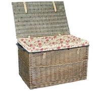 Red Hamper Eh090R Wicker Large Antique Wash Storage Basket With Garden Rose Lining