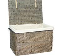 Red Hamper Eh090W Wicker Large Antique Wash Storage Basket With White Lining