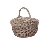 Red Hamper Eh091 Wicker Small Antique Wash Double Lidded Oval Picnic Basket