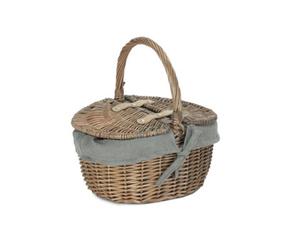 Red Hamper Eh091Gry Small Antique Wash Finish Oval Picnic Basket With Grey Sage Lining