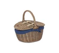 Red Hamper Eh091N Wicker Small Antique Wash Finish Oval Picnic Basket With Blue Lining
