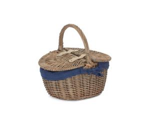 Red Hamper Eh091N Wicker Small Antique Wash Finish Oval Picnic Basket With Blue Lining