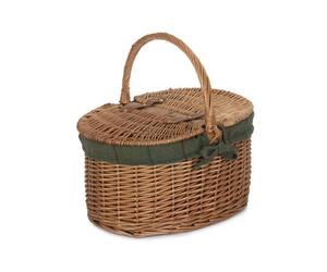 Red Hamper Eh093G Wicker Light Steamed Oval Lidded Green Tweed Lined Picnic Basket
