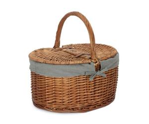 Red Hamper Eh093Gry Light Steamed Oval Lidded Hamper With Grey Sage Lining