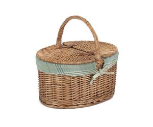 Red Hamper Eh093T Wicker Light Steamed Oval Lidded Cream Tartan Lining Picnic Basket