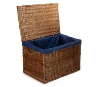 Red Hamper EH094N Large Light Steamed Storage Basket with Navy Lining