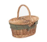 Red Hamper Eh103G Wicker Childs Light Steamed Finish Oval Picnic Basket With Green Tweed Lining