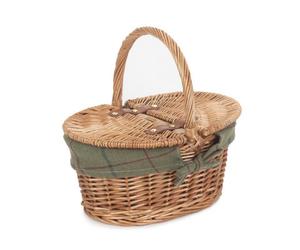 Red Hamper Eh103G Wicker Childs Light Steamed Finish Oval Picnic Basket With Green Tweed Lining