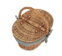 Wicker Childs Light Steamed Finish Cotton Lined Oval Picnic Basket Red Hamper Grey One Size