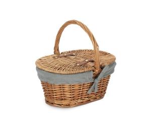 Red Hamper Eh103Gry Childs Light Steamed Finish Oval Picnic Basket With Grey Sage Lining