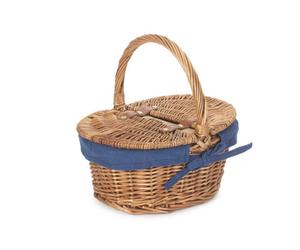 Red Hamper Eh103N Wicker Childs Light Steamed Finish White Lined Oval Picnic Basket With Navy Blue Lining