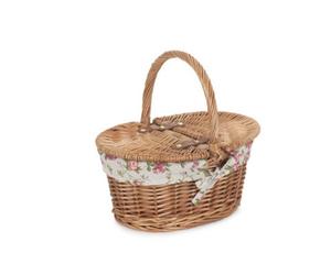 Red Hamper Eh103R Garden Rose Lining Light Steamed Finish Oval Wicker Picnic Basket
