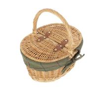 Red Hamper Eh108G Green Tartan Lining Child's Oval Lined Lidded Wicker Picnic Basket