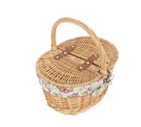 Red Hamper Eh108R Garden Rose Lining Child's Oval Lined Lidded Wicker Picnic Basket
