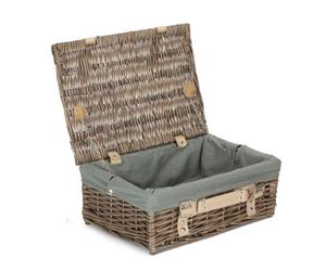 Red Hamper Eh124Gry 35Cm Antique Wash Split Willow Picnic Basket With Grey Lining