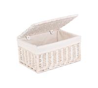 Red Hamper Eh131L Wicker Small White Wash Steamed Cotton Lined Storage Basket