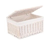 Red Hamper Eh132L Wicker Medium White Wash Steamed Cotton Lined Storage Basket