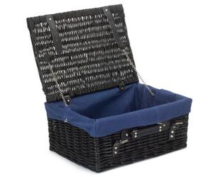 Red Hamper Eh135N Blue Lining 40Cm Black Wicker Picnic Basket