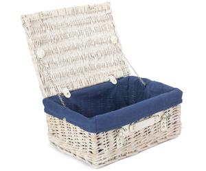 Red Hamper Eh138N Wicker 40Cm White Picnic Basket With Blue Lining