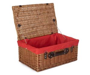 Red Hamper Eh151R Wicker 56Cm Double Steamed Picnic Hamper Basket With Red Lining