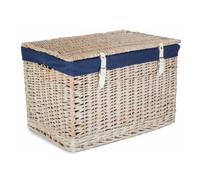 Red Hamper Eh155N 60Cm White Wash Chest Picnic Basket With Navy Cotton Lining