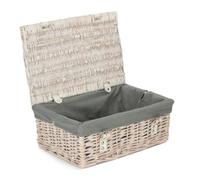 Red Hamper EH167GRY 35cm Empty Whitewash Picnic Basket with Grey Lining