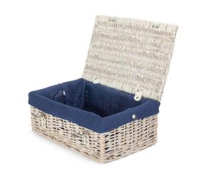 Red Hamper Eh167N Wicker 35Cm Empty Whitewash Picnic Basket With Blue Lining