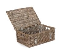 Antique Wash Empty Wicker Hamper Basket - Grey