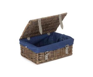 Red Hamper Eh168N Wicker Antique Wash Blue Lining 35Cm Empty Hamper Basket