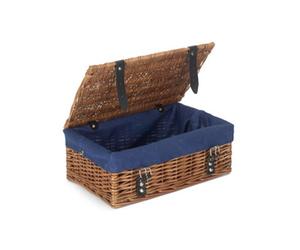 Red Hamper Eh169N Wicker Double Steamed Blue Lining 35Cm Empty Hamper Basket