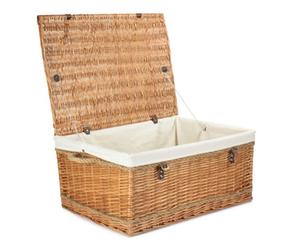 Red Hamper Eh183W 72Cm Double Steamed Rope Handled Wicker Trunk White Cotton Lining