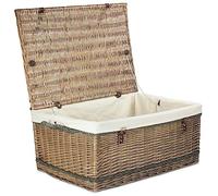 Red Hamper EH184W 72cm Antique Wash Rope Handled White Cotton Lined Wicker Trunk