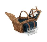 Red Hamper Elegant 4 Person Blue Tweed Fitted Picnic Basket - Blue - 4 Person