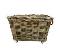 Red Hamper Extra Large Rope Handle Wicker Log Basket on Wheels - Brown