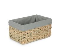 Red Hamper Extra Large Thatch Grass Woven Storage Basket With Grey Cotton Lining