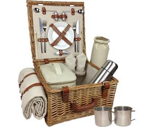 Red Hamper Fh016 Wicker Deluxe Fully Fitted 2 Person Traditional Picnic Basket