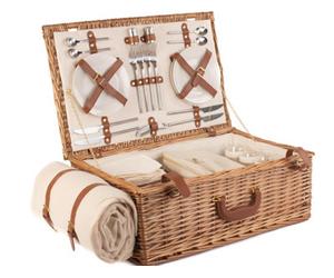 Red Hamper Fh017 Wicker Deluxe Fully Fitted 4 Person Traditional Picnic Basket