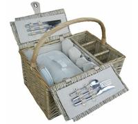 Red Hamper Fh023 Wicker Deluxe Retro Double Lidded 4 Person Fitted Picnic Basket