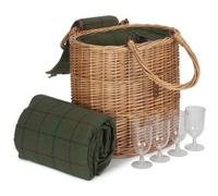 Red Hamper Fh139 Wicker Oval Green Tweed Fitted Cool Bag Drinks Picnic Basket