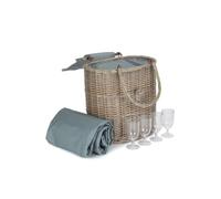 Red Hamper FH140 Wicker Oval Grey Fitted Cool Bag Drinks Picnic Basket