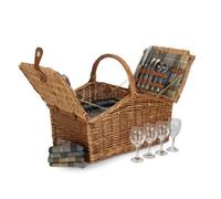 Red Hamper Fh143 4 Person Ravenstor Double Lidded Fitted Wicker Picnic Basket