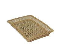 Red Hamper Flat Rectangular Wicker Tray - Brown