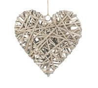 Red Hamper Full Antique Wash Wicker Heart - Large